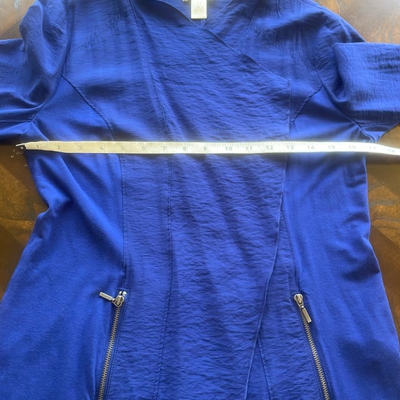 Chico’s Cobalt Blue Offset Asymmetrical Cardigan Sweater W/ Zipper Pockets XS - Picture 12 of 16